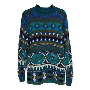 Jay Jacobs Men's Fair Isle Vintage Handknit Longsleeve Gorpcore Sweater Small